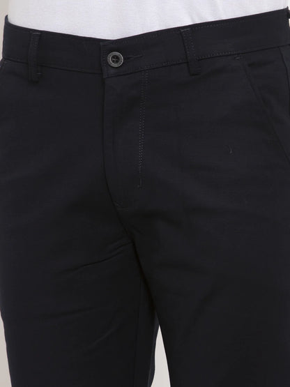 Men Navy Blue Slim Fit Chinos Trouser