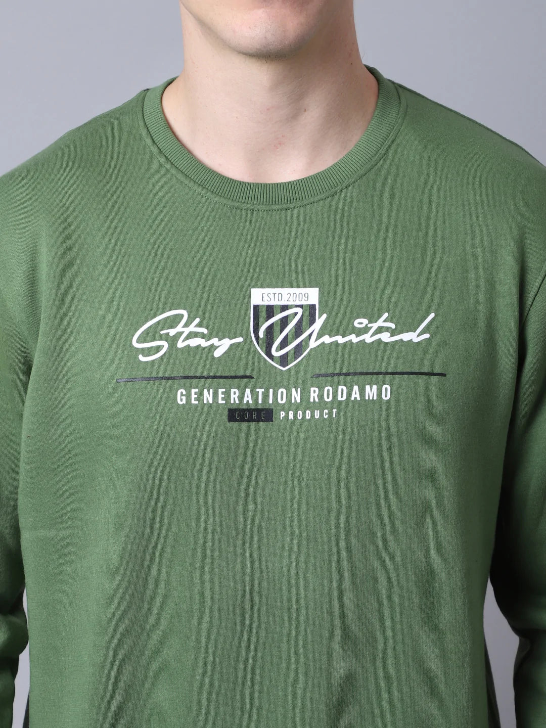 Men Olive Green Printed Sweatshirt