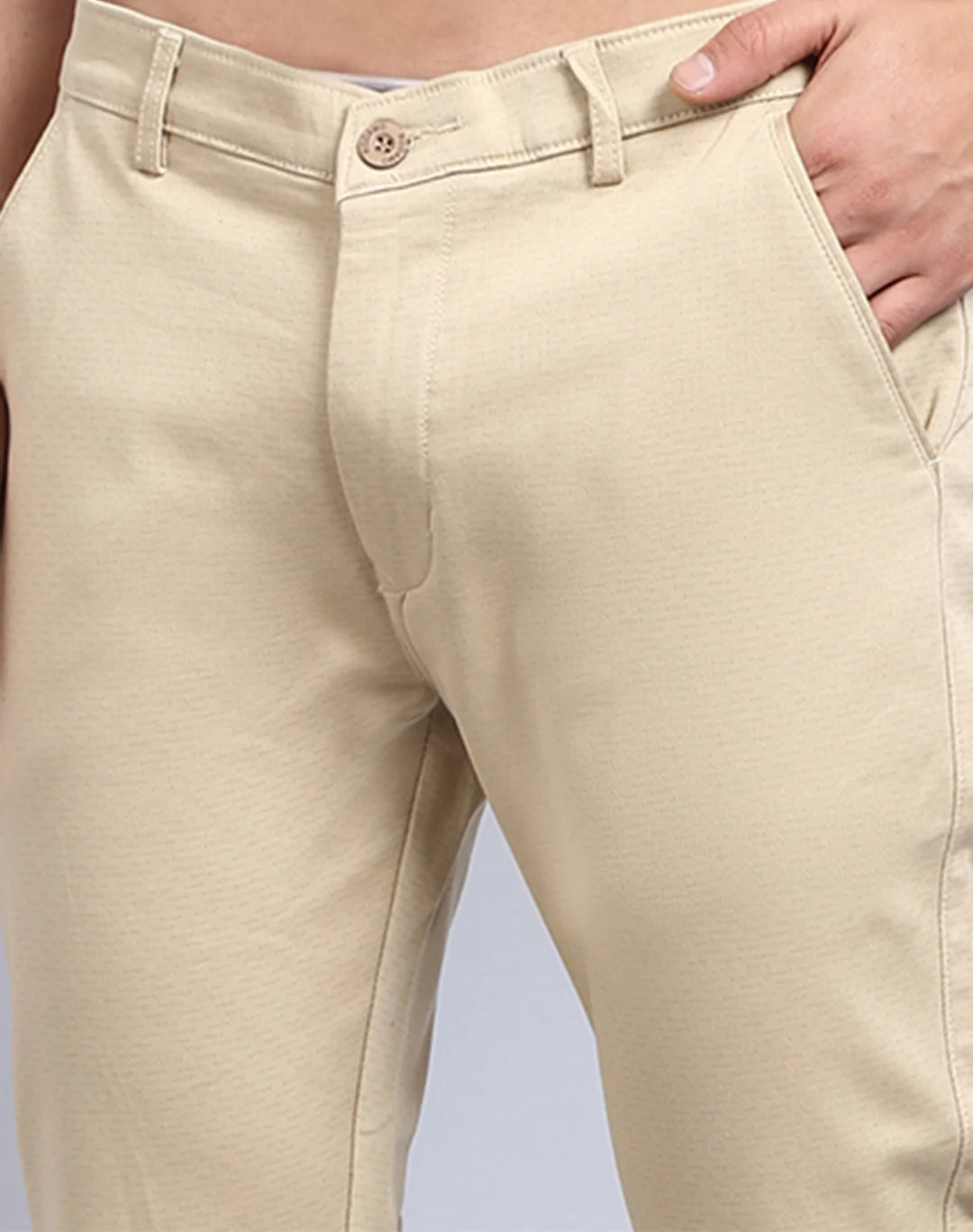 Men Beige Slim Fit Chinos Trousers