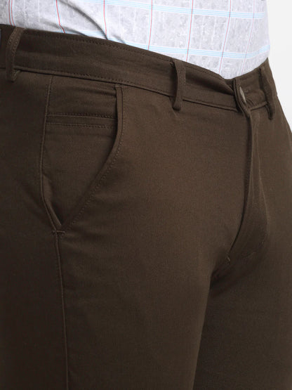 Men Khaki Slim Fit Chinos Trousers