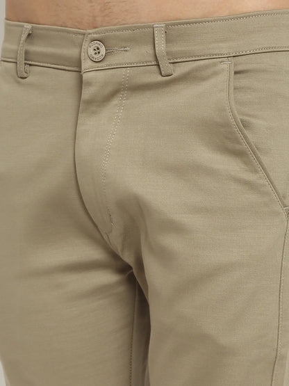 Men Beige Slim Fit Chinos Trousers
