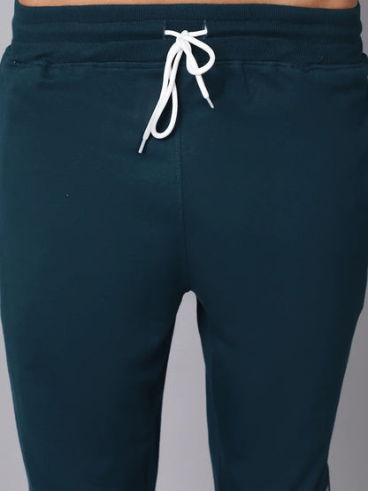 Men Teal-Green Solid Track Pants