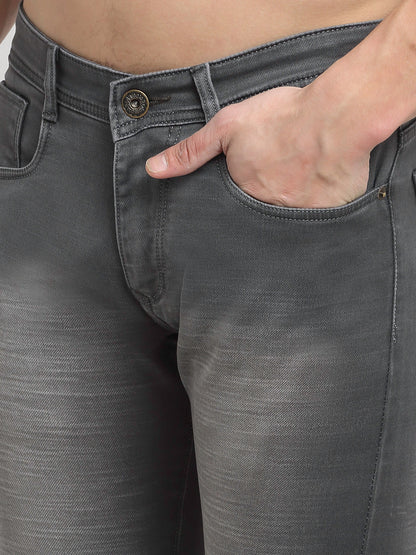 Men Grey Slim Fit Heavy Fade Stretchable Jeans