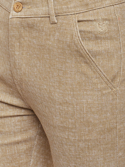 Men Beige Slim Fit Trousers