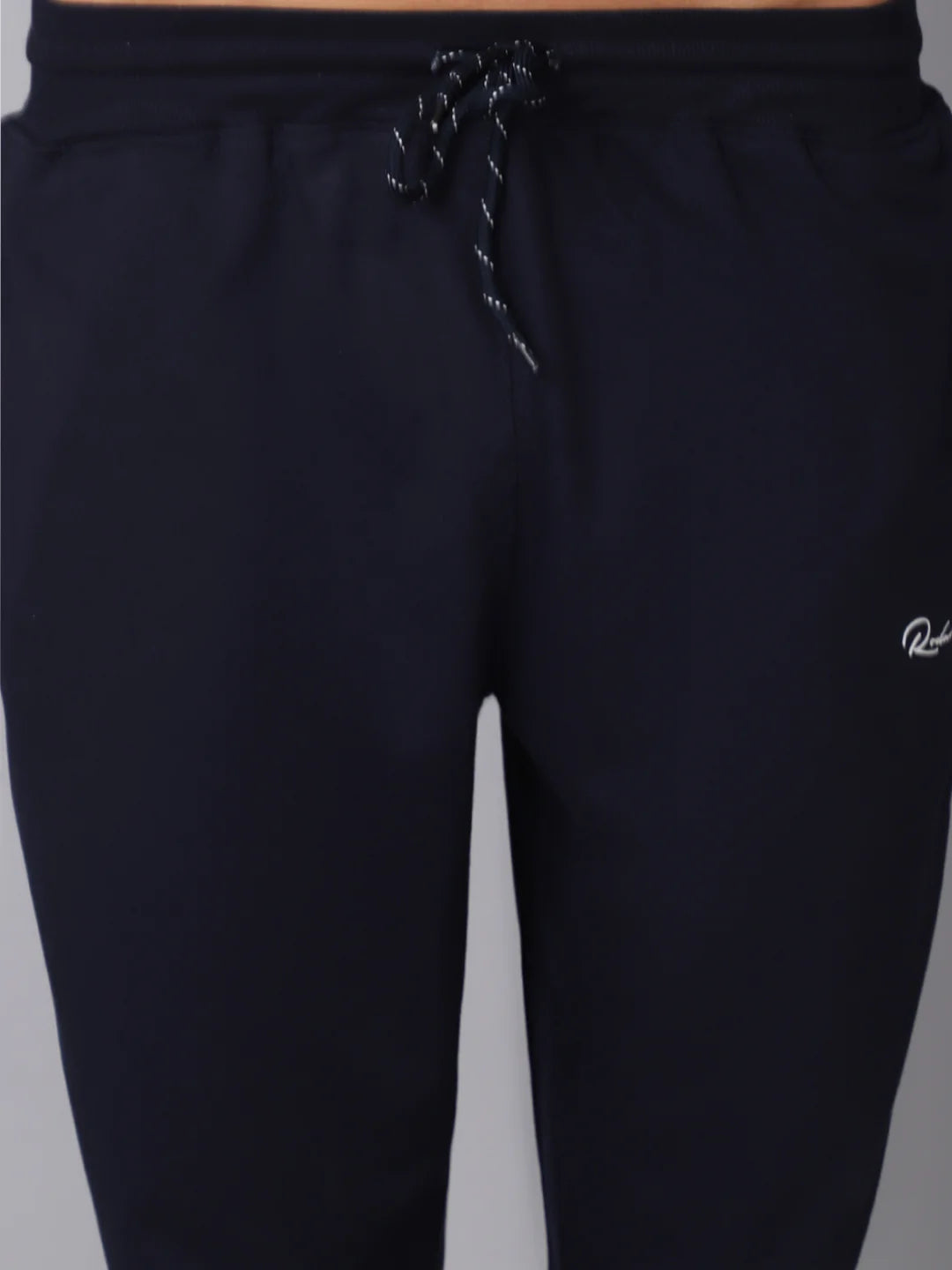 Men Navy Blue Solid Slim Fit Track Pants