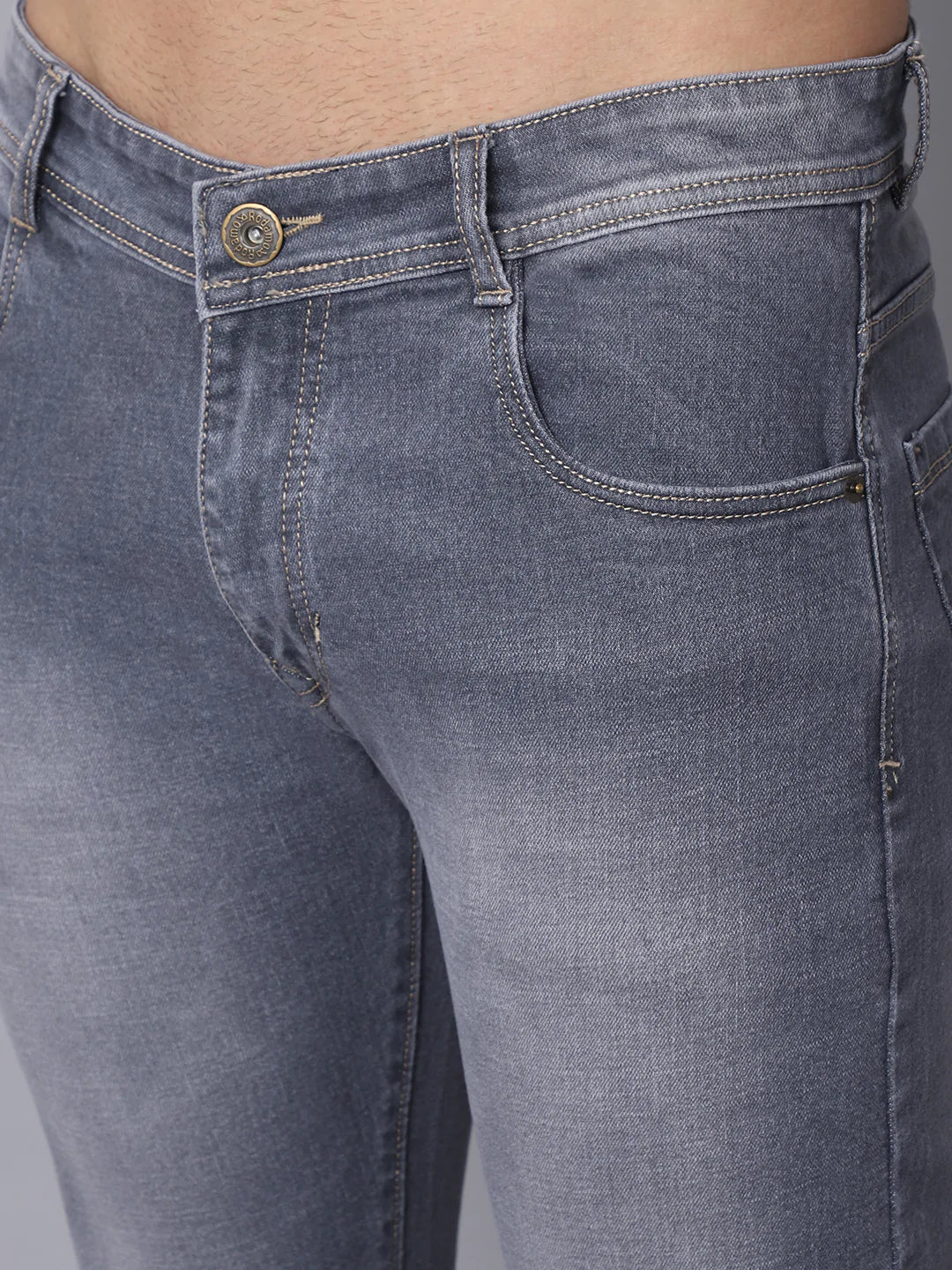 Men Grey Slim Fit Heavy Fade Stretchable Jeans