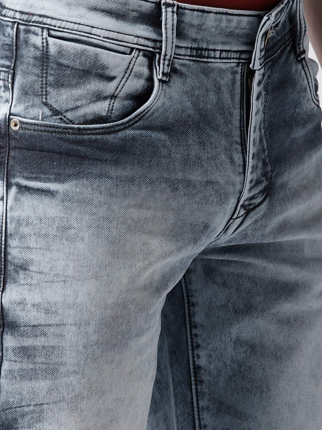 Men Blue Washed Slim Fit Denim Shorts