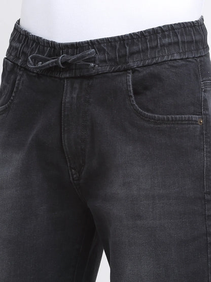 Men Black Washed Regular Fit Denim Shorts