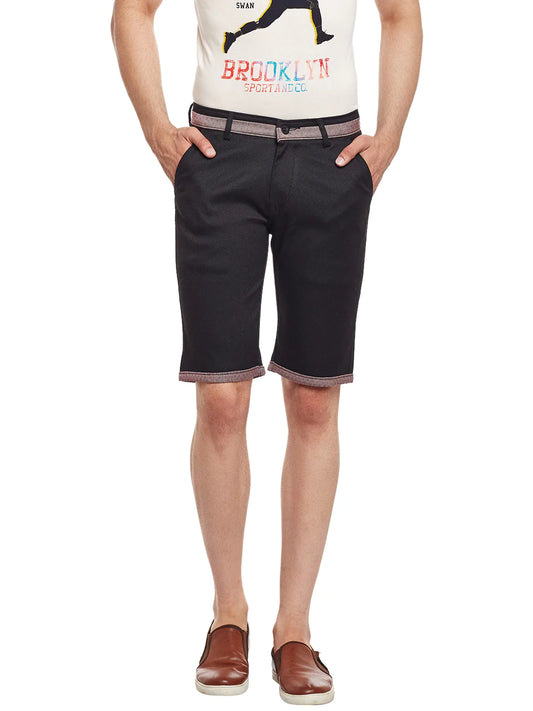 Men Black Cotton Shorts