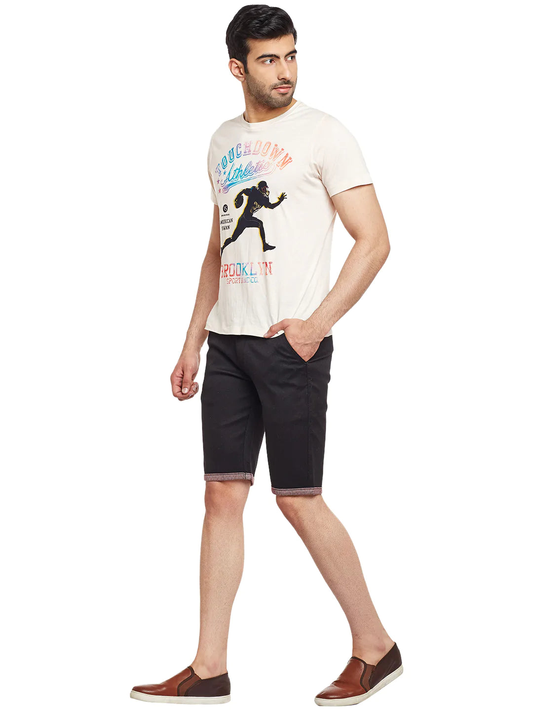 Men Black Cotton Shorts
