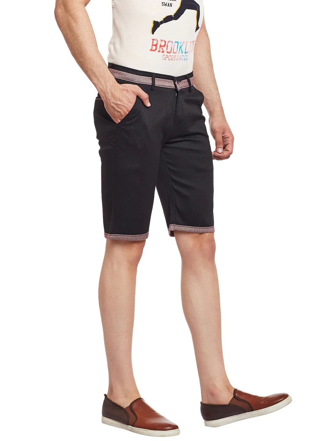Men Black Cotton Shorts
