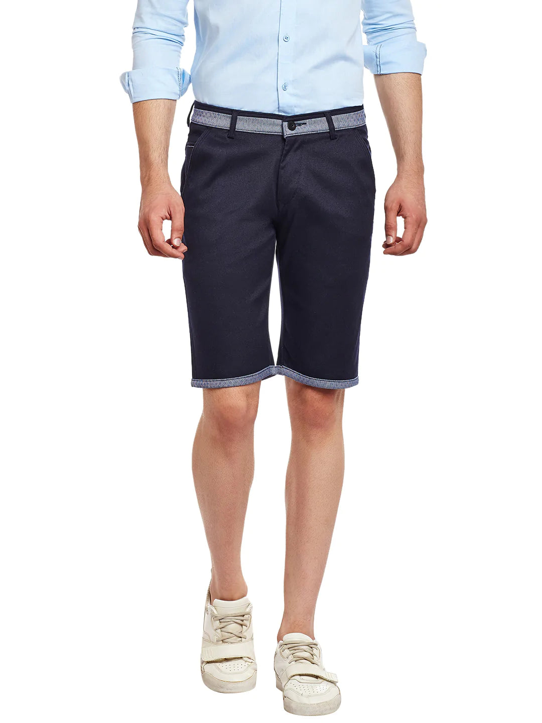 Men Navy Blue Cotton Shorts