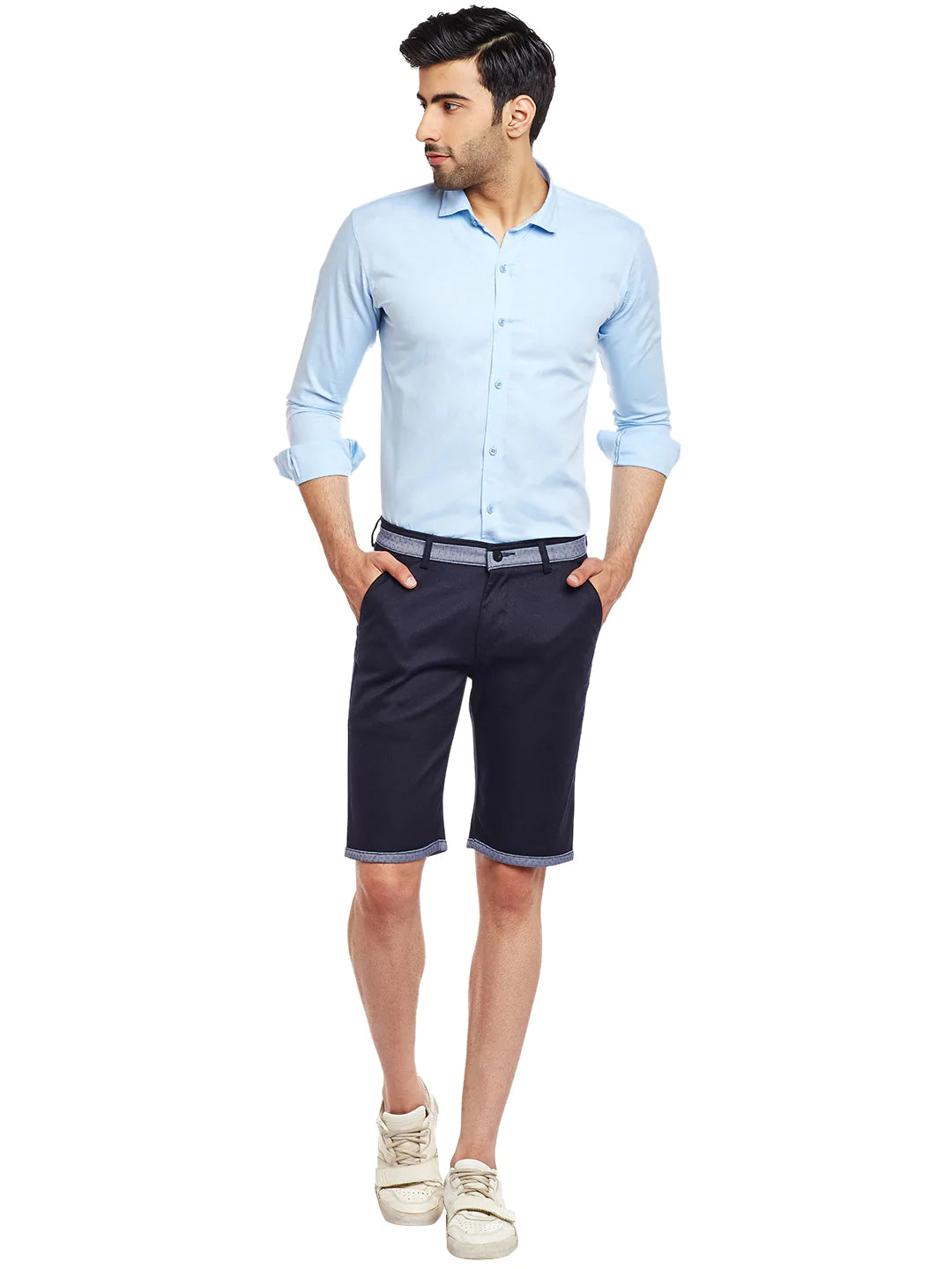 Men Navy Blue Cotton Shorts