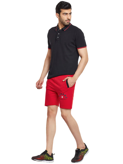 Men Red Slim Fit Shorts