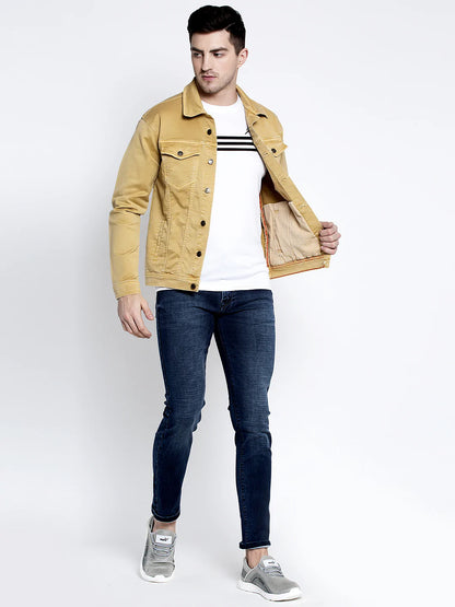 Men Tan Denim Jackets