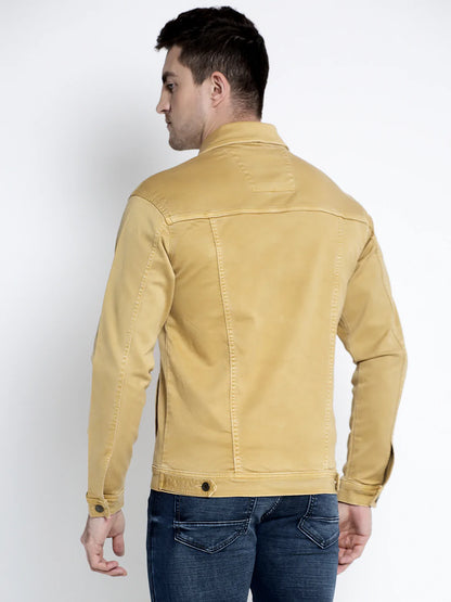 Men Tan Denim Jackets