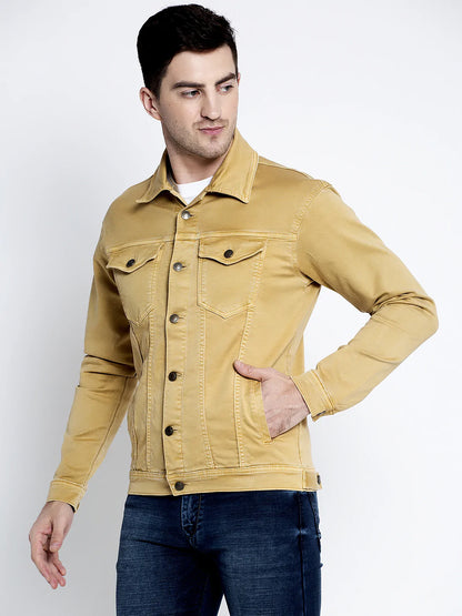 Men Tan Denim Jackets