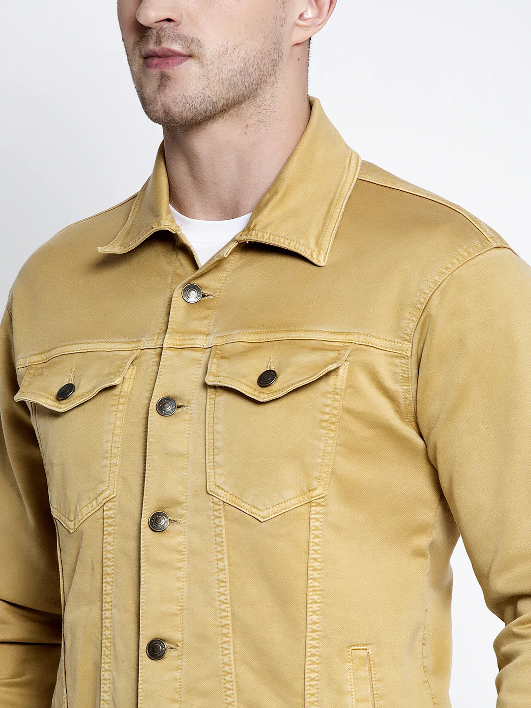 Men Tan Denim Jackets